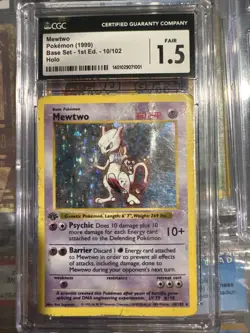 1999 Pokemon Mewtwo Base Set 1st Edition Shadowless Holo Rare Card cgc 1.5 fair - Image 1