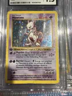 1999 Pokemon Mewtwo Base Set 1st Edition Shadowless Holo Rare Card cgc 1.5 fair - Image 4