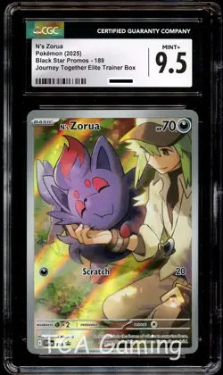CGC 9.5 MINT+ N's Zorua SVP 189 Elite Trainer HOLO PROMO SVP189 Pokemon Card - Image 1