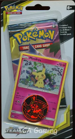Sealed TEAM UP Blister Booster Pack (Mimikyu SM163 Promo + Coin) Pokemon Cards - Image 1