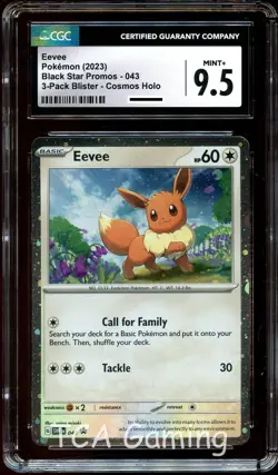 CGC 9.5 MINT+ Eevee SVP043 3-Pack Blister COSMOS HOLO PROMO Pokemon Card - Image 1