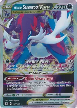 Holo Hisuian Samurott VSTAR 102/189 Ultra Rare Astral Radiance Pokemon TCG - Image 1