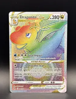 Pokemon TCG Dragonite VSTAR Secret Rare 081/078 Pokemon GO Rainbow Holo NM/M - Image 1