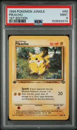 1999 Pokemon Jungle #60 Pikachu 1st Edition PSA 9 Free shipping WOTC - Image 1