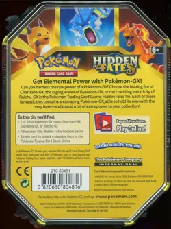 SM Hidden Fates TIN SEALED Charizard GX SM211 (4 Hidden Fates Pokemon Packs) - Image 3
