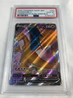 2020 POKEMON SWSH #050 CHARIZARD V BLACK STAR PROMO FULL ART HOLO GEM MT PSA 10 - Image 1