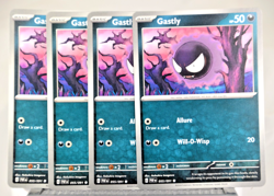 Pokemon TCG Paldean Fates Gastly 055/091 Common Regular x4 - Image 1