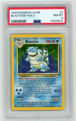 Blastoise Holo (2/102) - PSA 8 - 1999 Base Set Unlimited Rare Vintage - Pokemon - Image 1