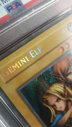 Yu-Gi-Oh! Gemini Elf LON-000 1st Edition PSA 7 NM 2003 Light Holo Bleed - Image 4