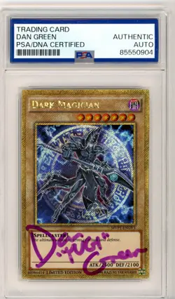 PSA Signed Dan Green Yu-Gi-Oh! TCG Dark Magician (Gold Secret Rare) MVP1-ENGV3 - Image 1