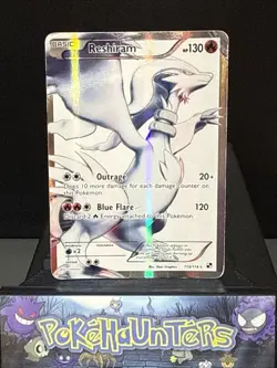 Pokemon Card Reshiram 113/114 Black & White Full Art Rare Played - Image 1