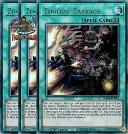 Yugioh! 3x Zoodiac Barrage RA04-EN091 Ultimate Rare 1st Ed NM - Image 1