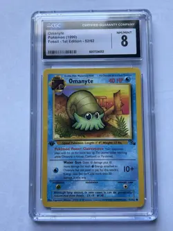 Omanyte Pokemon Card 1999 Fossil 1st Edition CGC 8 NM/Mint - Image 1