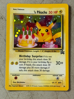 Birthday Pikachu #24 / Holo / 2000 / Pokemon / Promo SWIRL Card NM+ Condition - Image 1