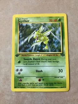 Pokemon Scyther TCG Jungle Card 26/64 Regular 1st Edition Rare - Image 1