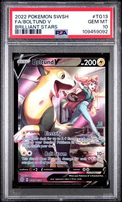 2022 Pokemon SWSH Brilliant Stars TG13 Boltund Trainer Gallery Full Art V PSA 10 - Image 1