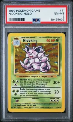 1999 Pokemon Game Nidoking 011/102 Base Set Holo - PSA 8 - Image 1