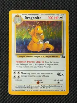 Dragonite 4/62 Holo Pokemon Card Fossil Unlimited WOTC Rare - Image 1