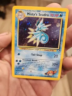 Misty's Seadra Pokemon Trading Card Holo Rare Gym Heroes 70 HP Prerelease - Image 2