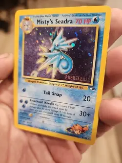 Misty's Seadra Pokemon Trading Card Holo Rare Gym Heroes 70 HP Prerelease - Image 3