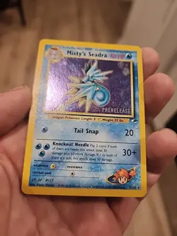 Misty's Seadra Pokemon Trading Card Holo Rare Gym Heroes 70 HP Prerelease - Image 4