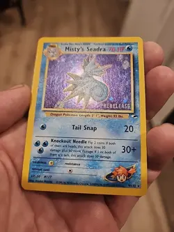 Misty's Seadra Pokemon Trading Card Holo Rare Gym Heroes 70 HP Prerelease - Image 5