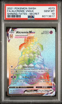 2021 POKEMON SWORD & SHIELD SHINING FATES SECRET FULL ART/ALCREMIE VMAX PSA 10 - Image 1
