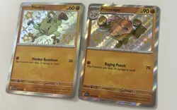 Shiny Mankey and Primeape Pokemon Cards Paldean Fates Shiny Holo - Image 1