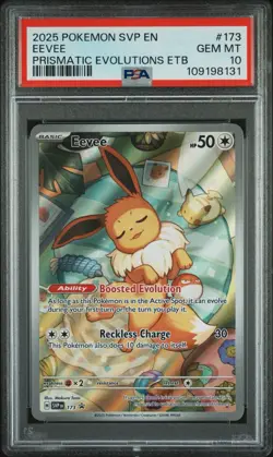 PSA 10 2025 Eevee 173 SVP Prismatic Evolutions ETB Promo Pokemon Card GEM MINT - Image 4