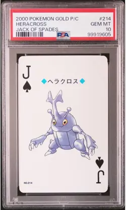 PSA10 2000 POKEMON GOLD VERSION PLAYING CARDS 214 HERACROSS JACK OF SPADES POP33 - Image 1