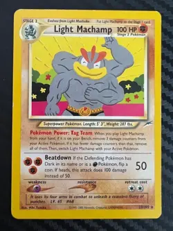 Pokemon TCG Light Machamp Neo Destiny Card 25/105 Unlimited Rare DMG - Image 1