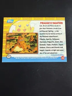 Pikachu's Vacation #42 - BLUE LOGO - NON-HOLO - TOPPS POKEMON CARD - NM - Image 2