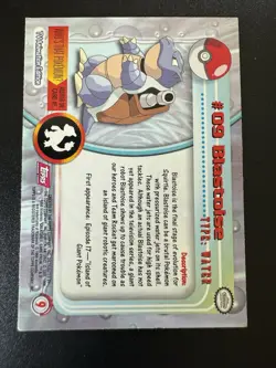 Blastoise #9 1999 Topps Pokemon TV Animation Edition Series 1 Red Topps Label - Image 2