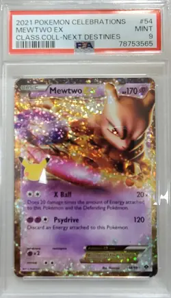 2021 POKEMON CELEBRATIONS CLASSIC COLL #54 MEWTWO EX PSA 9 Mint - Image 1