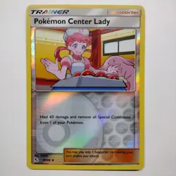 REVERSE HOLO Pokemon Sun Moon Hidden Fates Card Pokemon Center Lady 64/68 MINT - Image 1