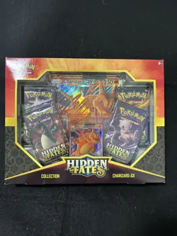 Pokemon Hidden Fates Charizard GX Collection Box 4 Booster PACK FULL ART SET - Image 1