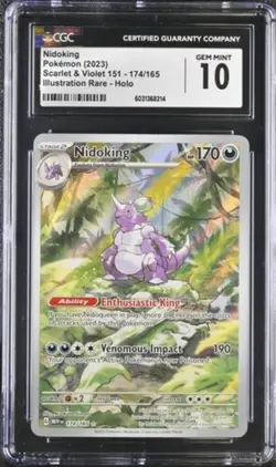 CGC 10 Nidoking 2023 Scarlet & Violet 151 #174 Illustration Rare ENG Pokemon - Image 1