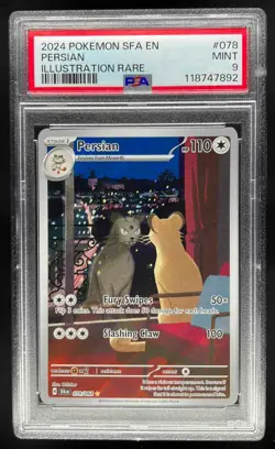 2024 Pokemon S&V Shrouded Fable Persian Illustration Rare PSA 9 Mint #078/064 - Image 1
