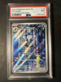 2023 POKEMON Scarlet Violet 151 Full Art Rare Poliwhirl 176 Graded PSA 9 Mint - Image 1