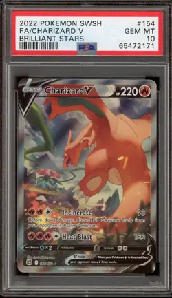 Pokemon Charizard V Brilliant Stars Full Alt Art #154 PSA 10 Gem Mint - Image 1