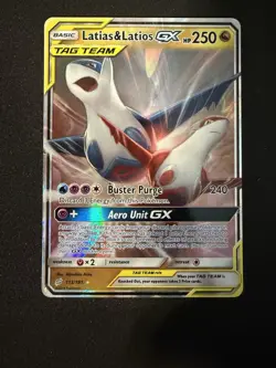 Pokemon Sun & Moon Team Up Rare Holo Latias & Latios GX #113/181 - Image 1