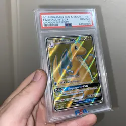 2018 POKEMON SUN & MOON #67 FULL ART DRAGONITE GX GEM MT PSA 10 DRAGON MAJESTY - Image 1