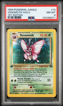 1999 Pokemon Jungle Venomoth #13 1ST Edition PSA 8 - Image 1