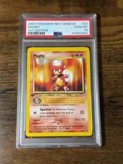 2000 Pokemon Neo Genesis 1st Edition Magby PSA 10! - Image 1