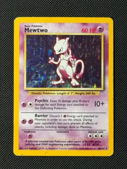 Mewtwo 10/102 4th Print Pokemon Card Base Set 1999-2000 WOTC Holo - Image 1