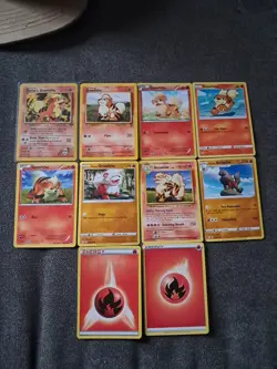 Pokemon TCG Growlithe And Arcanine 10 Card Lot (2 Fire Energies) - Image 1