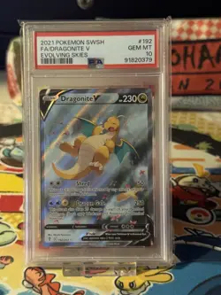 Pokemon Card Dragonite V Evolving Skies Alt Art 192/203 PSA 10 Gem Mint - Image 1