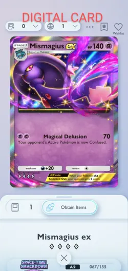 Mismagius EX Pokemon Pocket Mobile Game Space Time Smackdown Set ◇◇◇◇Trade Card - Image 1