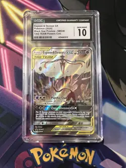 CGC 10 ESPEON & DEOXYS GX SM240 BLACK STAR PROMO SUN & MOON TAG TEAM POKEMON - Image 1