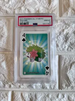 2017 POKEMON ALL STAR PLAYING CARDS SHAYMIN 4 OF CLUBS PSA10 - Image 3